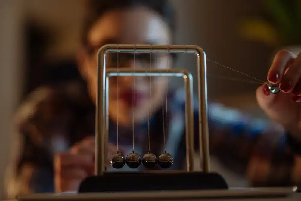 Young female doing a research at home